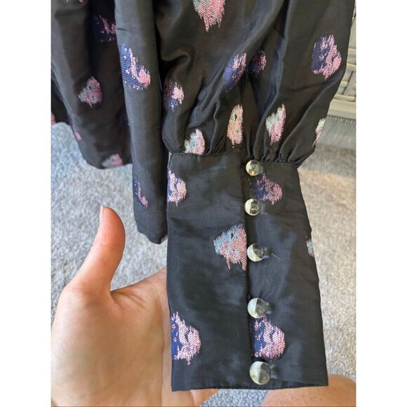 NWOT Tuckernuck Black and Blurred Dot Fil Coupe Corrigan Blouse, XXS $228 C20 - Picture 6 of 10